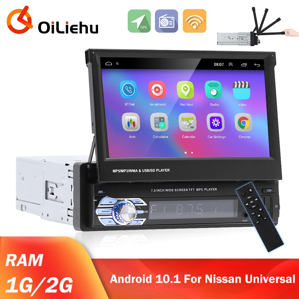 

Автомагнитола OiLiehu, мультимедийный проигрыватель на Android 10,1, с GPS, 7 "экраном, для Volkswagen, Nissan, Hyundai, Kia, Toyota, Lada, Типоразмер 1 Din