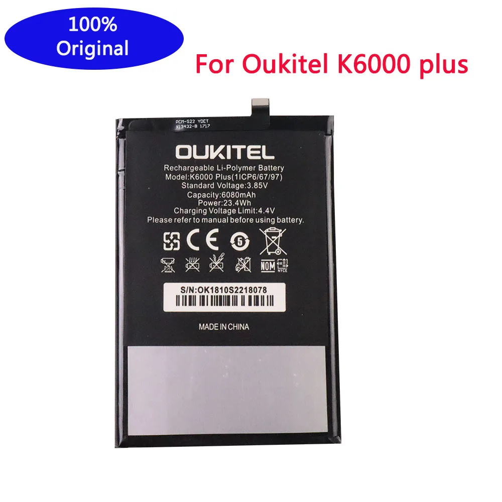 

100% оригинальный новый аккумулятор высокой емкости 6080 мА · ч для Oukitel K6000 Plus мобильный телефон