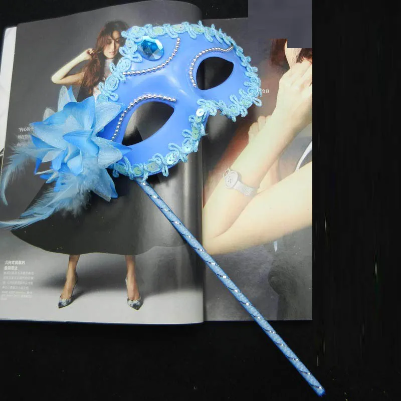Sexy Flower Masquerade Mask on Stick for Prom Wedding Party Women Costume Venetian Cosplay Masks Handheld Carnival Parade | Дом и сад
