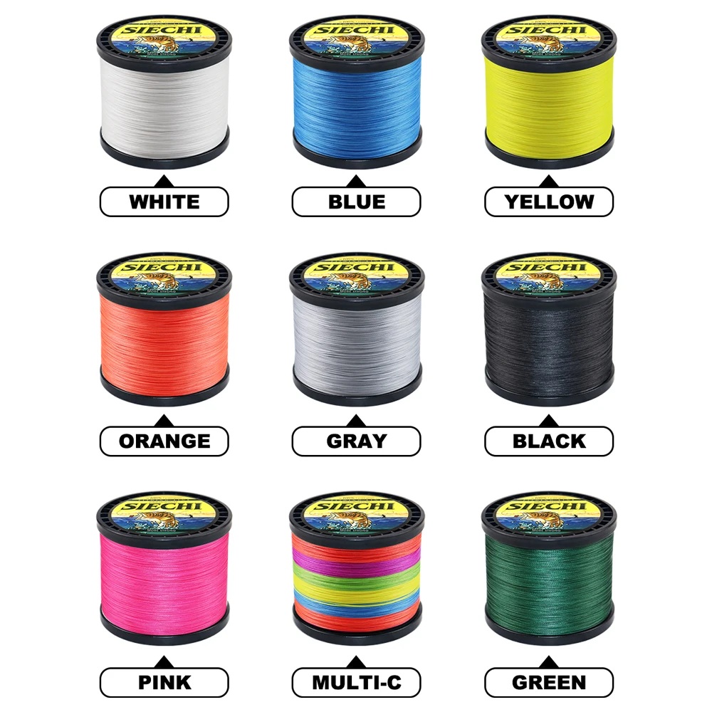 

SIECHI 8 Strands 300M 500M 1000M 100% PE Braided Wire Multifilament Fishing Line Fishing Tackle Fishing Carp Line Pe 20-88 LB