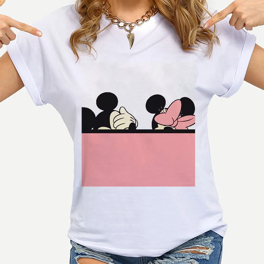 

Disney Mickey Couple Games Funny T shirts Women Top Feminino Korean Style Elegant Summer Tops Short Sleeve Comfort Simple Kawaii
