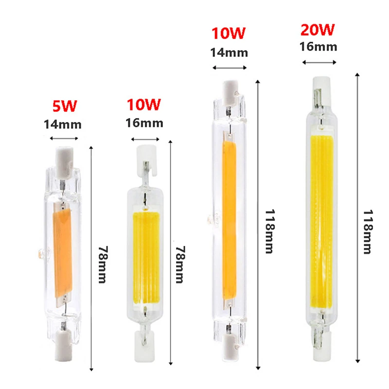

LED Bulb R7S 78/118mm Dimmable COB Lamp Light Glass Tube Replace Halogen Lamp