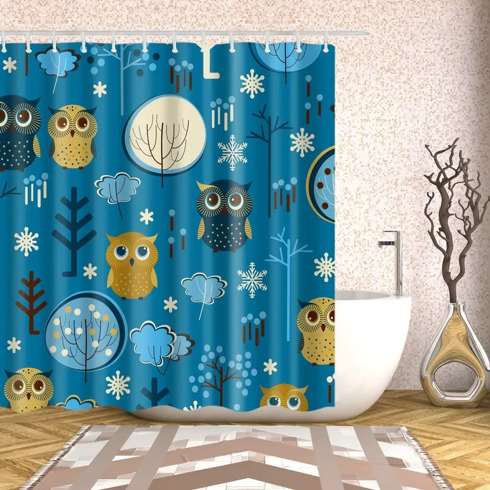 

Cartoon Owl Design Shower Curtain Art Bathroom Decor Set