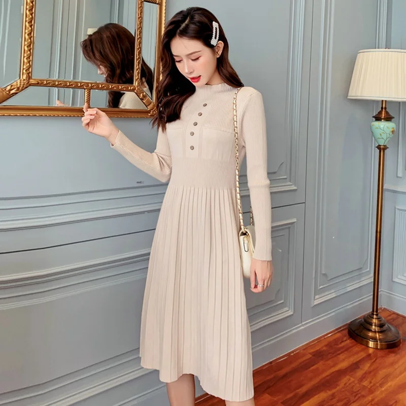 Вязаный свитер для беременных водолазка Одежда зимнее платье женское