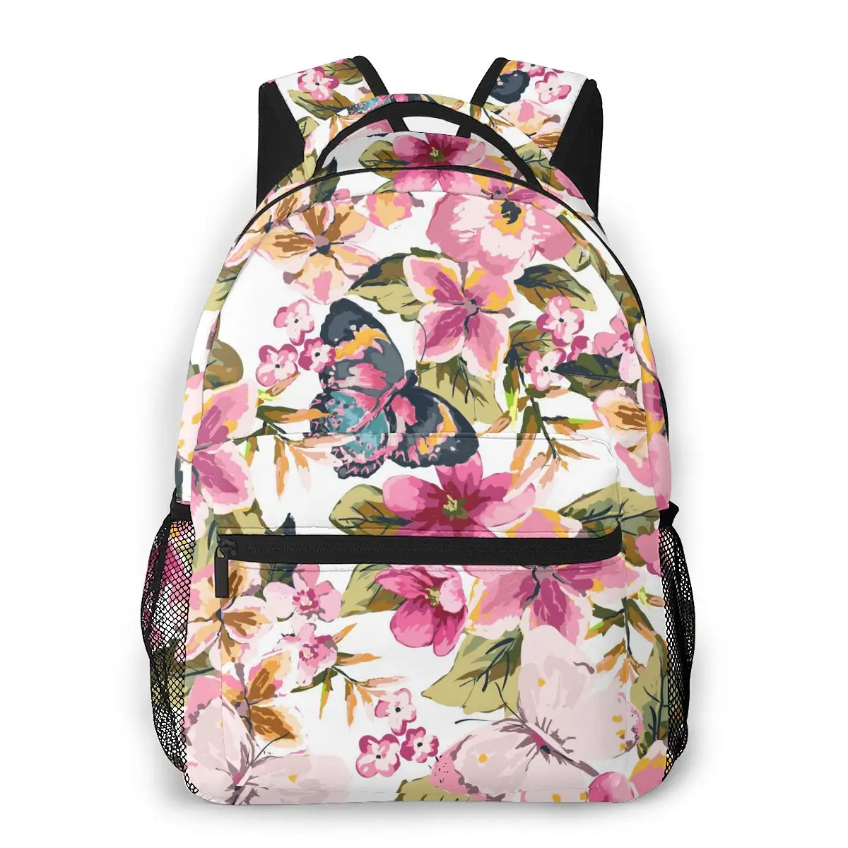 

OLN Backpack Women Shoulder Bag For Teenage Girls Butterfly With Floral Seamless Pattern Bagpack Female Ladies School Backpack