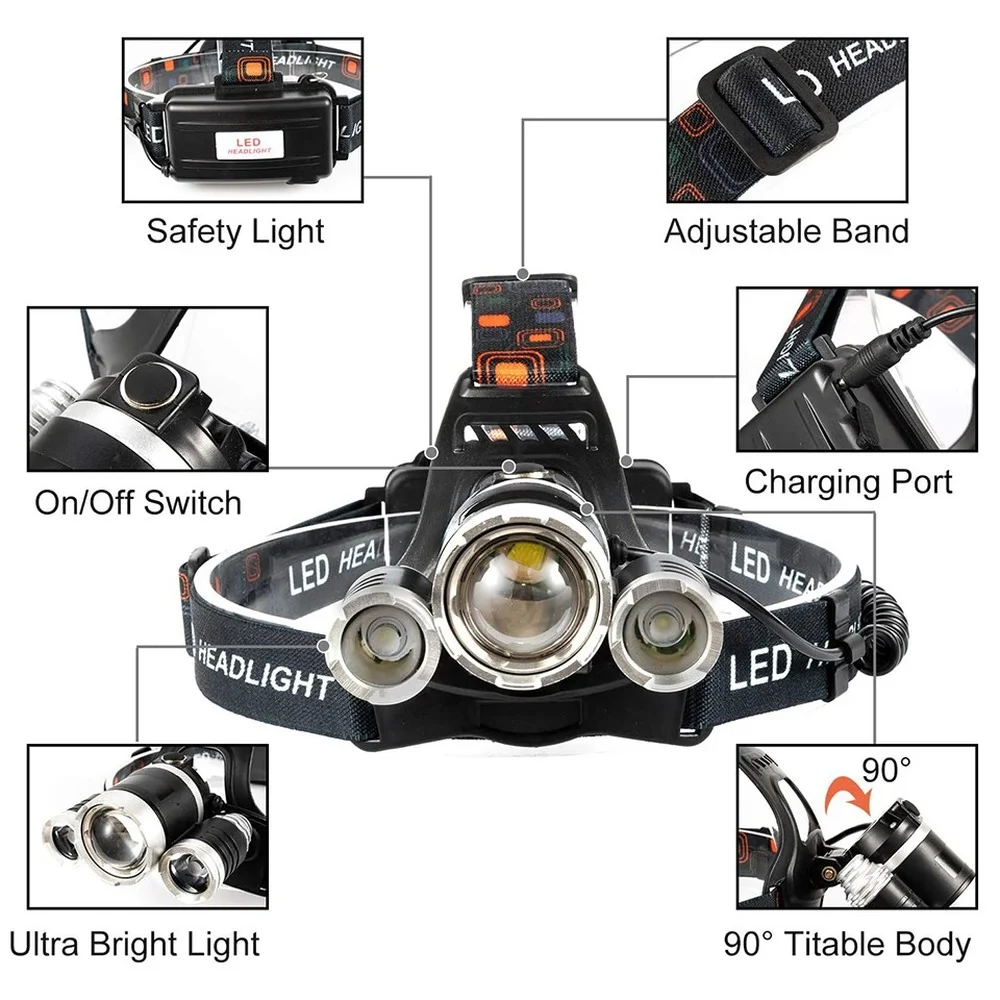 Headlamp Rechargeable Bright Led Headlight Powerful Helmet Flashlight for Fishing Hunting CampingTorch Lantern | Лампы и освещение