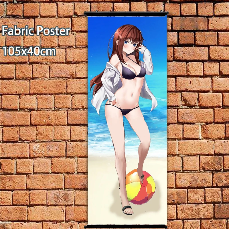 Аниме плакат Steins Ворота Makise Kurisu otaku настенный художественный Декор 105x40 см