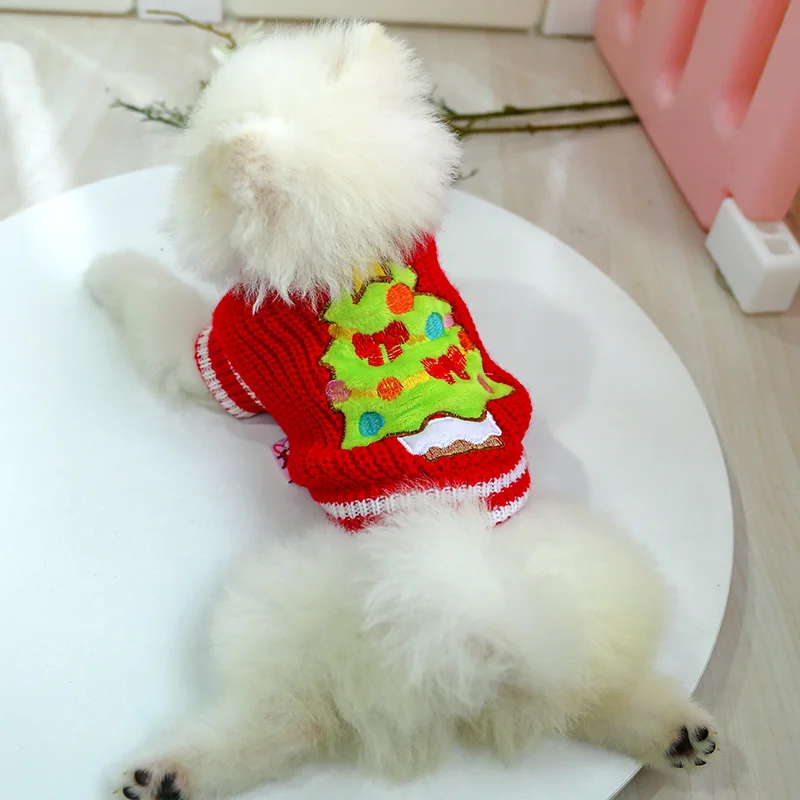 НОВАЯ РОЖДЕСТВЕНСКАЯ ЕЛКА вязаный свитер для собаки Рождество Новый год зима