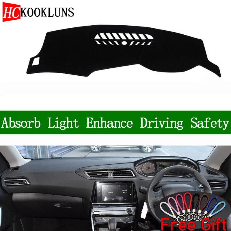 

Для Peugeot 308 2016 2017 2018 2019 правым приборной панели крышка наклейки на авто козырек от солнца тире коврик ковер аксессуары для интерьера