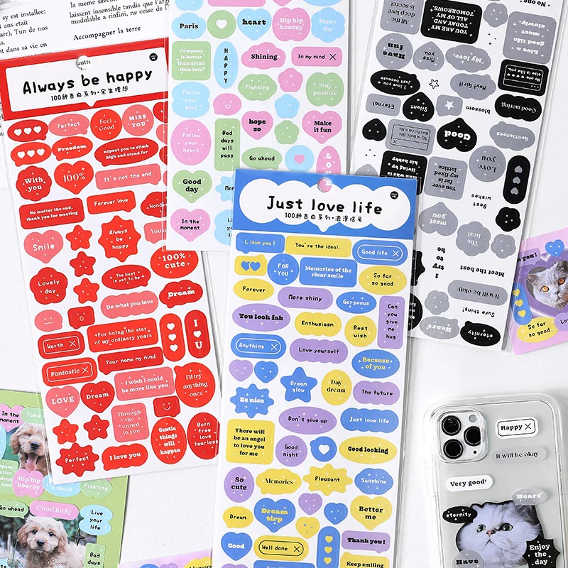 

English confession phrases Stickers Couples Express love Decorative Sticker Gift Sealing Labels Scrapbooking Supplies