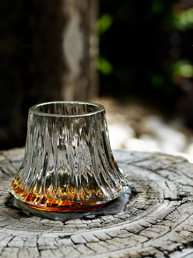 

Japan Fuji Mountain Irregular Old Fashioned Whiskey Glass Volcanic Wine Cup Artwork Present Box Whisky Tumbler Brandy Snifter