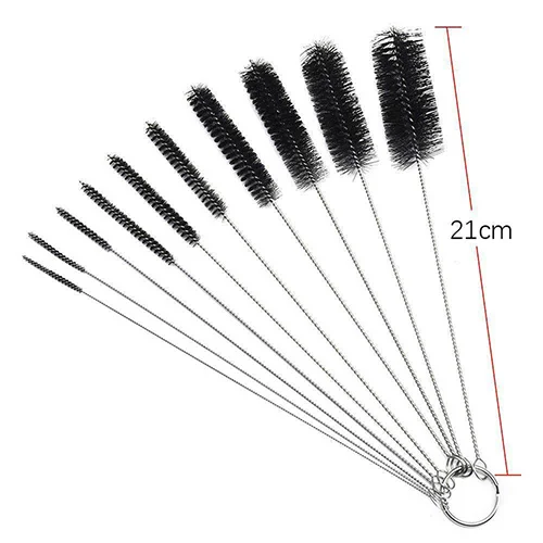 

10-piece Nylon bottle tube Mouth piece Brush Kitchen Cleaner Set for bars/glasses/keyboards/ jewellery