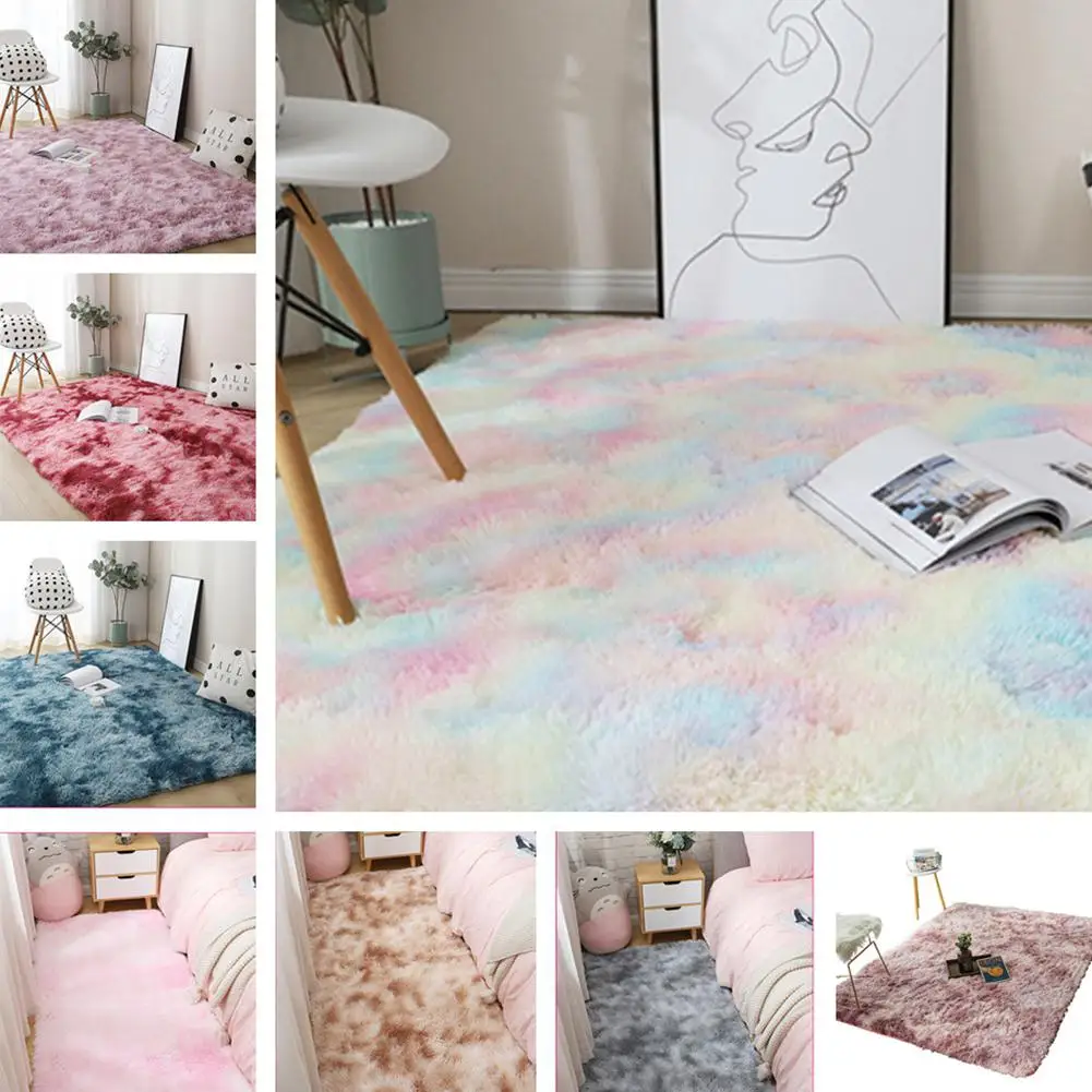 

Carpet Tie Dyeing Plush Soft Floor Mat for Living Room Bedroom Anti-slip Rug
