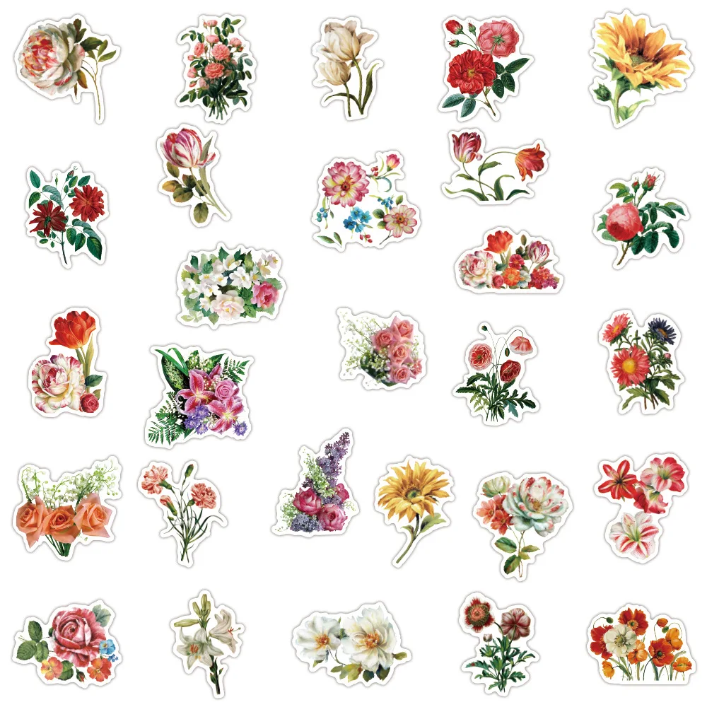 103050pcs beautiful colorful flower blooming stickers laptop guitar luggage waterproof graffiti sticker decal kid classic toys free global shipping