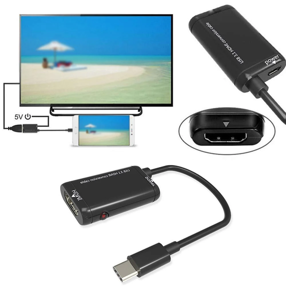 2020 USB 3 1 Type-C к HDMI видео кабель износостойкий USB-C адаптер Plug And Play для MHL Android Phone Tablet |