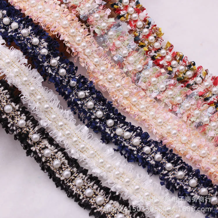 

Handmade Beads Small Fragrance Wind Pearl Yarn Woven With Lace DIY Hair Accessories Clothing Webbing