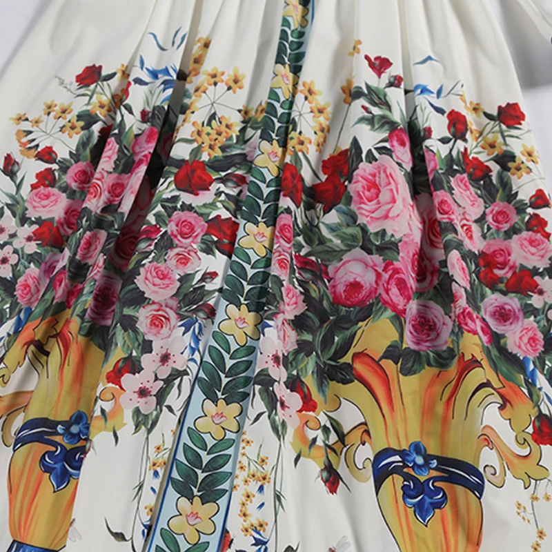 

AELESEEN Maxi Spring Women Dress 2020 Runway Fashion Full Sleeve Colorful Flower Print Elegant Party Holiday White Dress Vestido