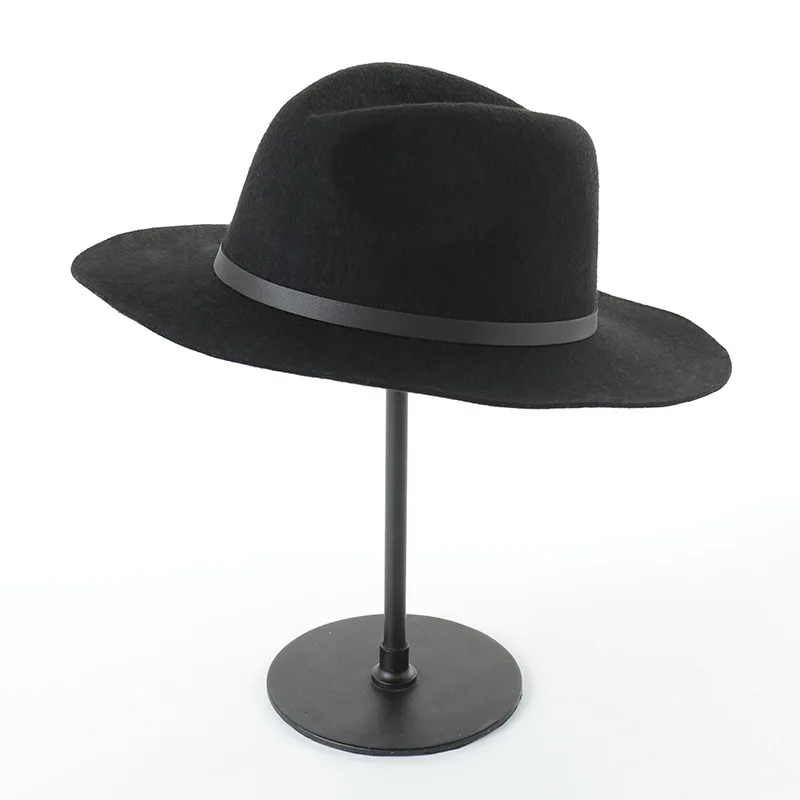 

Wool Fedora Autumn Winter Hats For Women Church Hats Wide Brim Top Hat Black Classic Designer Hat Female Vintage Black New