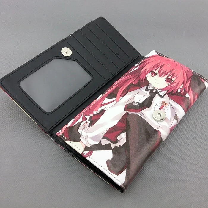 Цветной длинный кожаный кошелек с аниме датой и отделением для карт кнопками