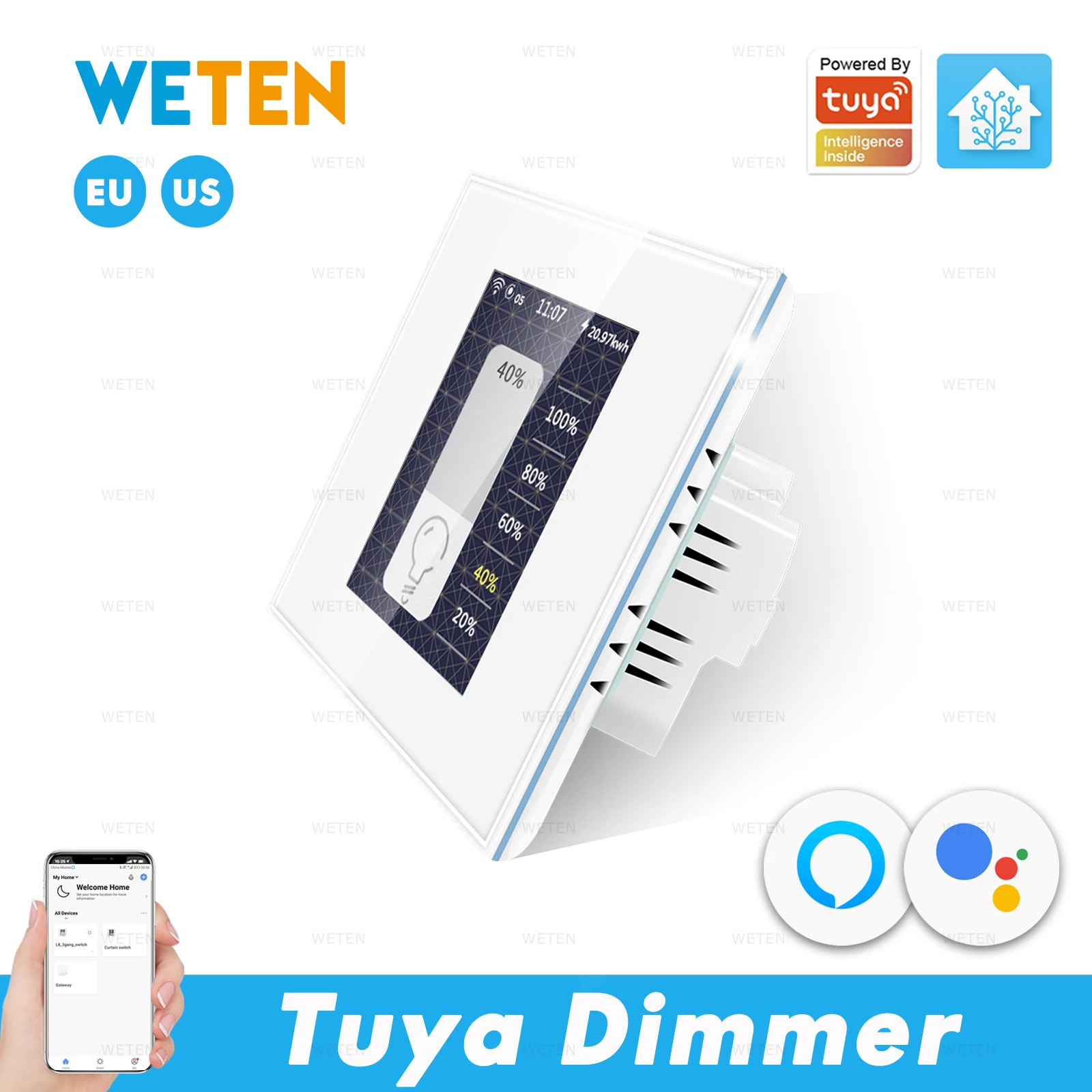 Tuya LCD Dimmer Smart Wifi Switch Приложение Life работа с домашним помощником Alexa Echo Google Home EU US 220V
