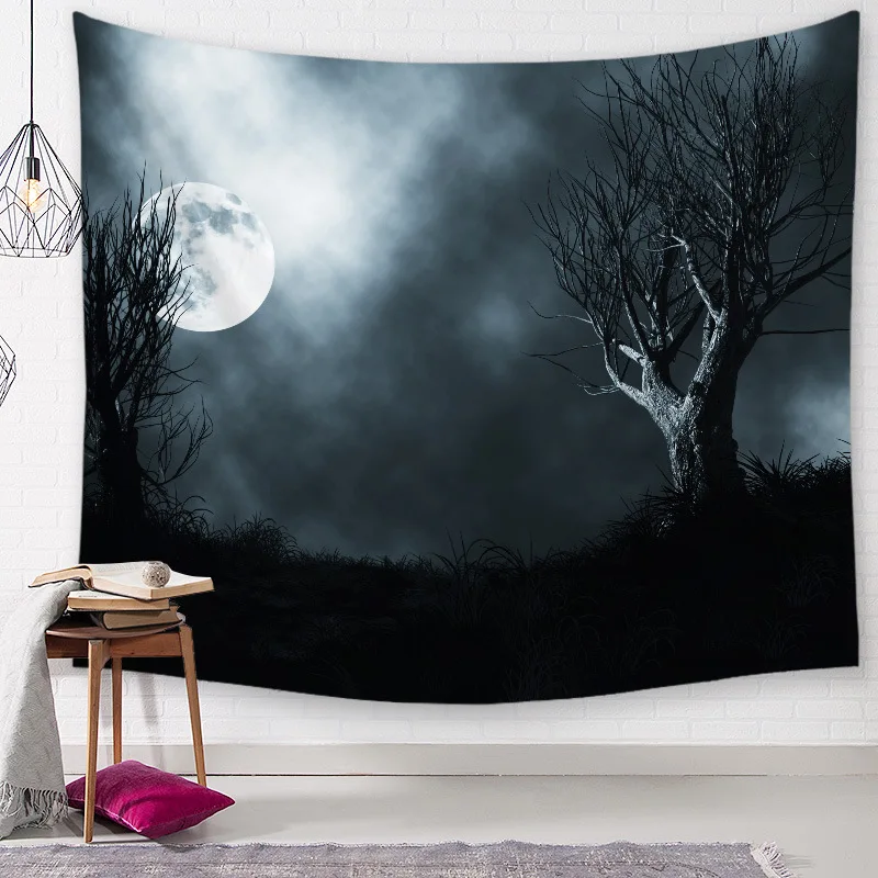 CAMMITEVER Wolf Night гобелен с Луной покрывало для йоги пляжный коврик классический