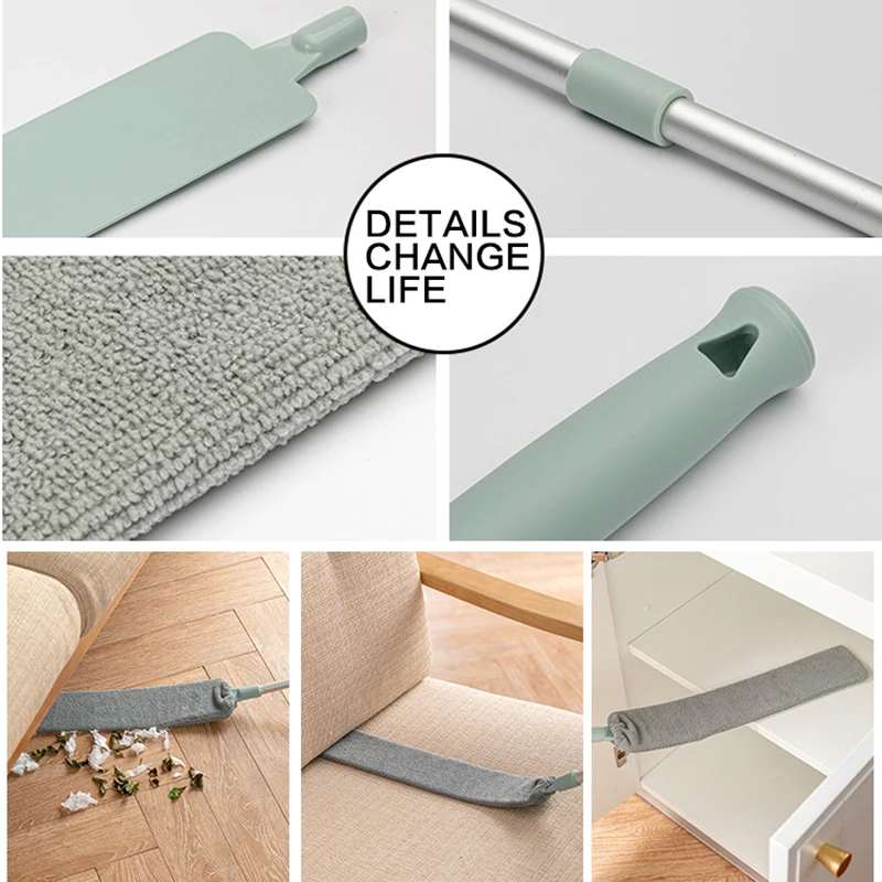 

Gray Long Handle Mop Bedside Dust Brush Household Bed Bottom Gap Clean Fur Hair Sweeping Dusty Magic Microfibre Duster
