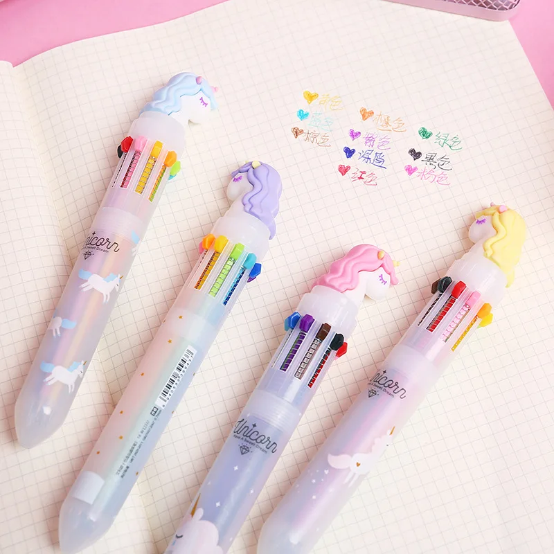 1 unicorn random Милый свежий клубничный Единорог 10 цветов пресс Шариковая ручка для рисования шариковая ручка школьные канцелярские принадлежности для студентов - Цвет: 1 unicorn random