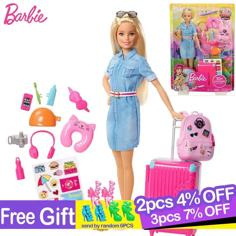 Original Travel Barbie Doll With Clothes Accessories Brinque