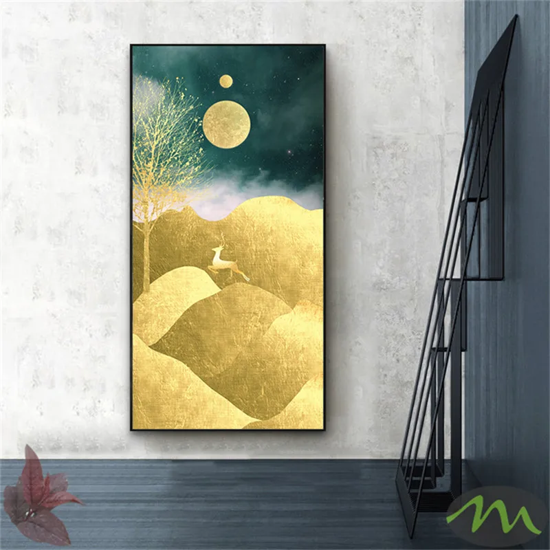 Постеры с абстрактным золотым солнцем большие картины на холсте для гостиной