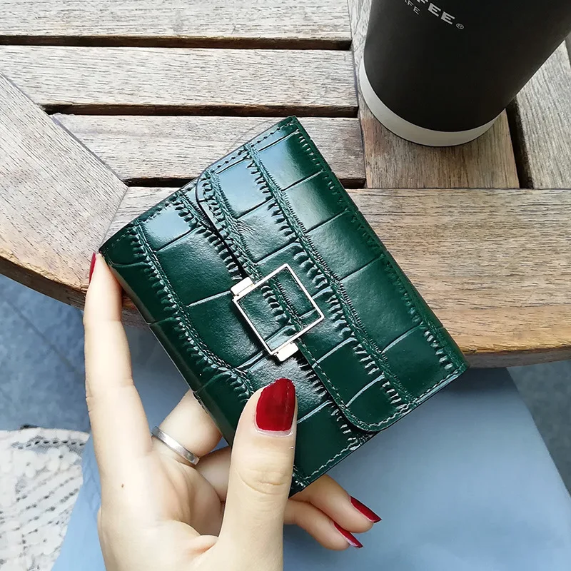 Green Держатель для карт, натуральная кожа, Женский кошелек, Аллигатор, 9 слотов для карт, портмоне, бизнес, для кредитных карт, ID, банковских карт, сумки - Цвет: Green