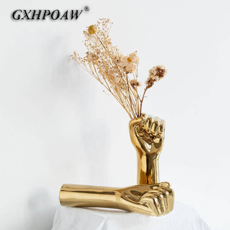 

Creativity Fist Gesture Dried Flowers Vase Modern Simplicity Flower Arrangement Ceramics Vases Home Decoration Crafts Ornaments