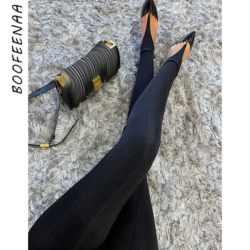 

BOOFEENAA High Waisted Skinny Pants Women Clothing 2022 Sexy Fashion Black Leggings Clubwear Trousers Dropshipping C66-BI19