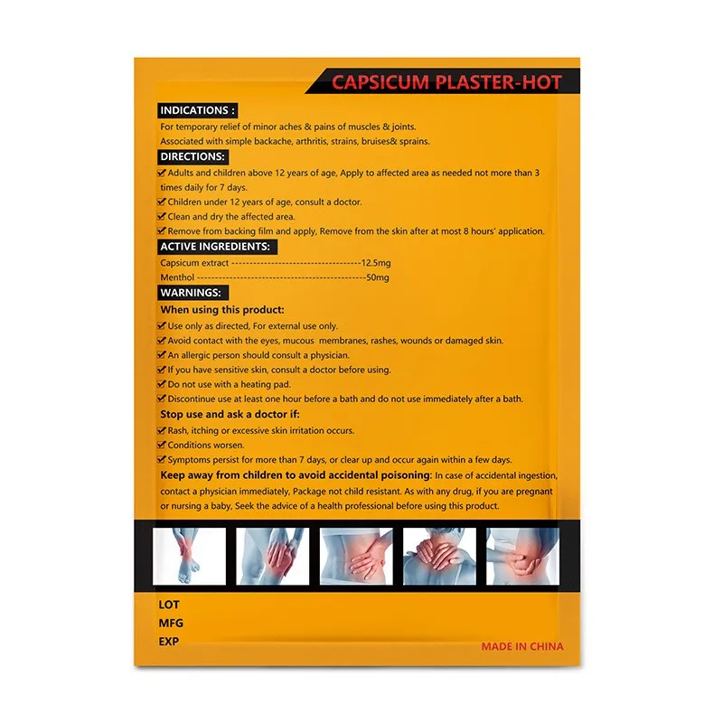 

10/20Pcs Capsicum Plaster Hot Muscle Fatigue Neck Backache Shoulder Joint Pain Patch Body Massager