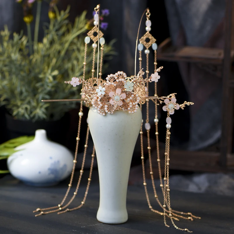 Головной убор Hanfu с бахромой Шпилька для волос украшение в старинном стиле