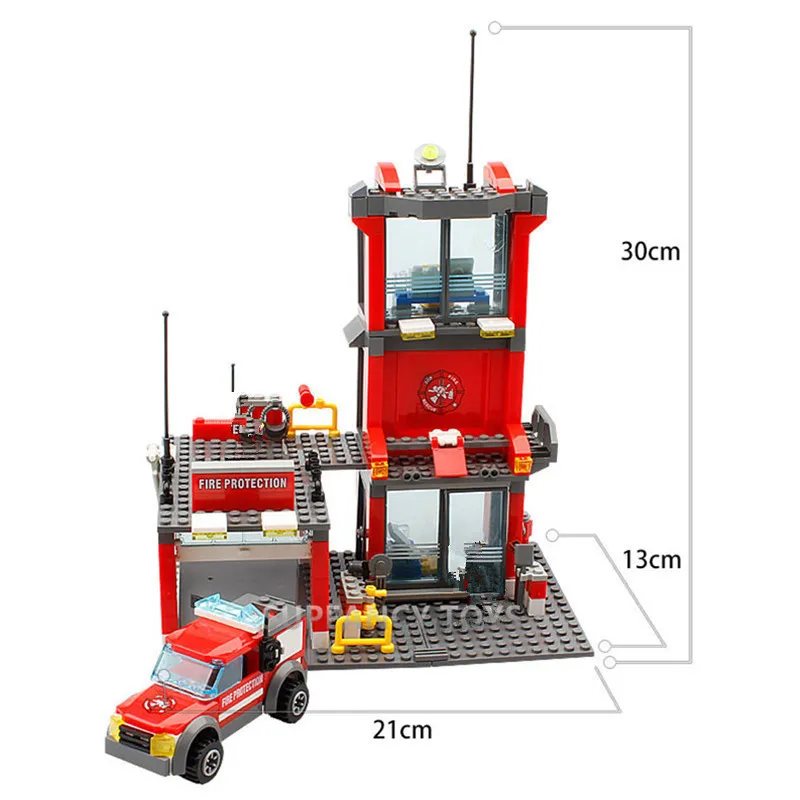 300Pcs City Fire Station Truck Police Building Blocks Sets Fight Engine Car Model Bricks Assembly Educational Toys for Children | Игрушки и