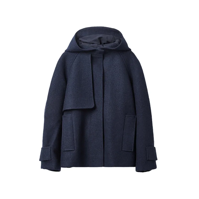 Женское зимнее пальто с капюшоном Свободное средней длины из шерсти 2021 | Женская