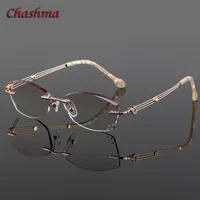 glasses women eyeglasses frames rimless titanium tint sunglasses prescription glass diamonds anti blue ray anti resistance lens