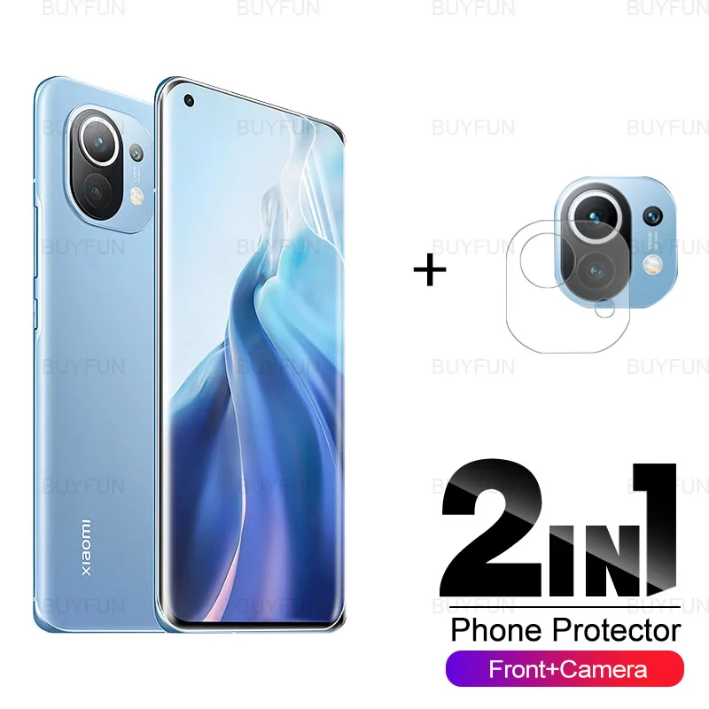

Защитная пленка для переднего экрана и камеры для Xiaomi mi 11, 2 в 1, Гидрогелевая