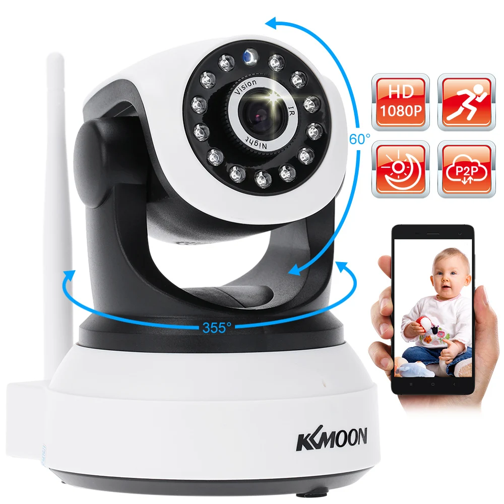 KKmoon®Беспроводная Wifi 1080P H.264 2MP AP IP сеть домашняя ИК Камера Безопасности P/T