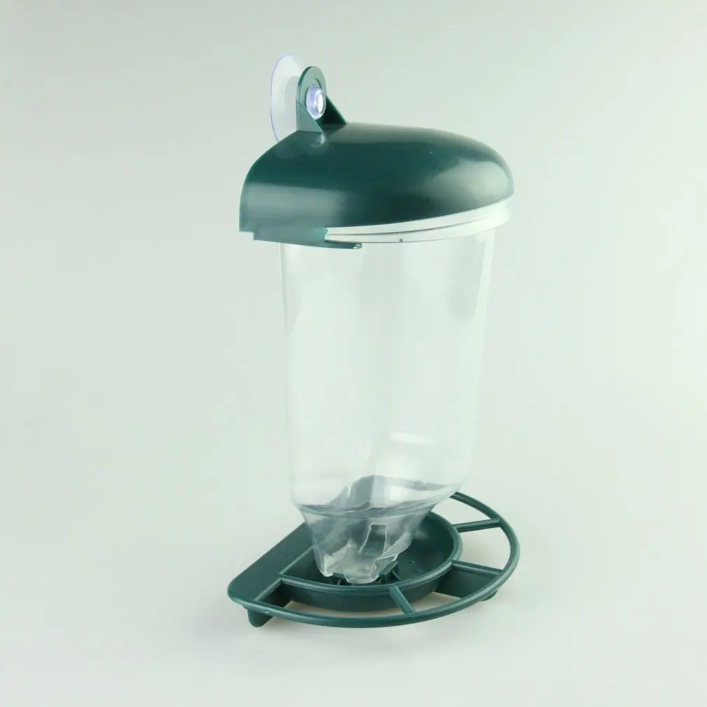 

Outdoor Suspended Type With Lid Transparent Plastic Automatic Bird Feeder Creative Suction Cup Feeder