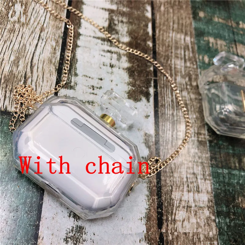 With chain CO флакон духов силиконовый чехол для airpods Pro Чехол защитный чехол для наушников Bluetooth беспроводной Чехол для наушников чехол для зарядного устройства чехол - Цвет: With chain