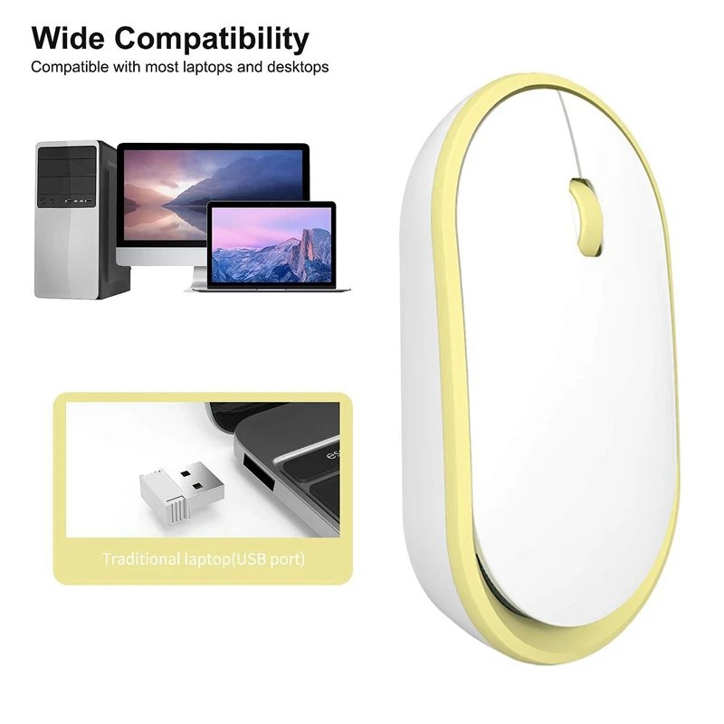 Беспроводная оптическая мышь с тихим кликом 2 4 ГГц оранжевая светодиодная