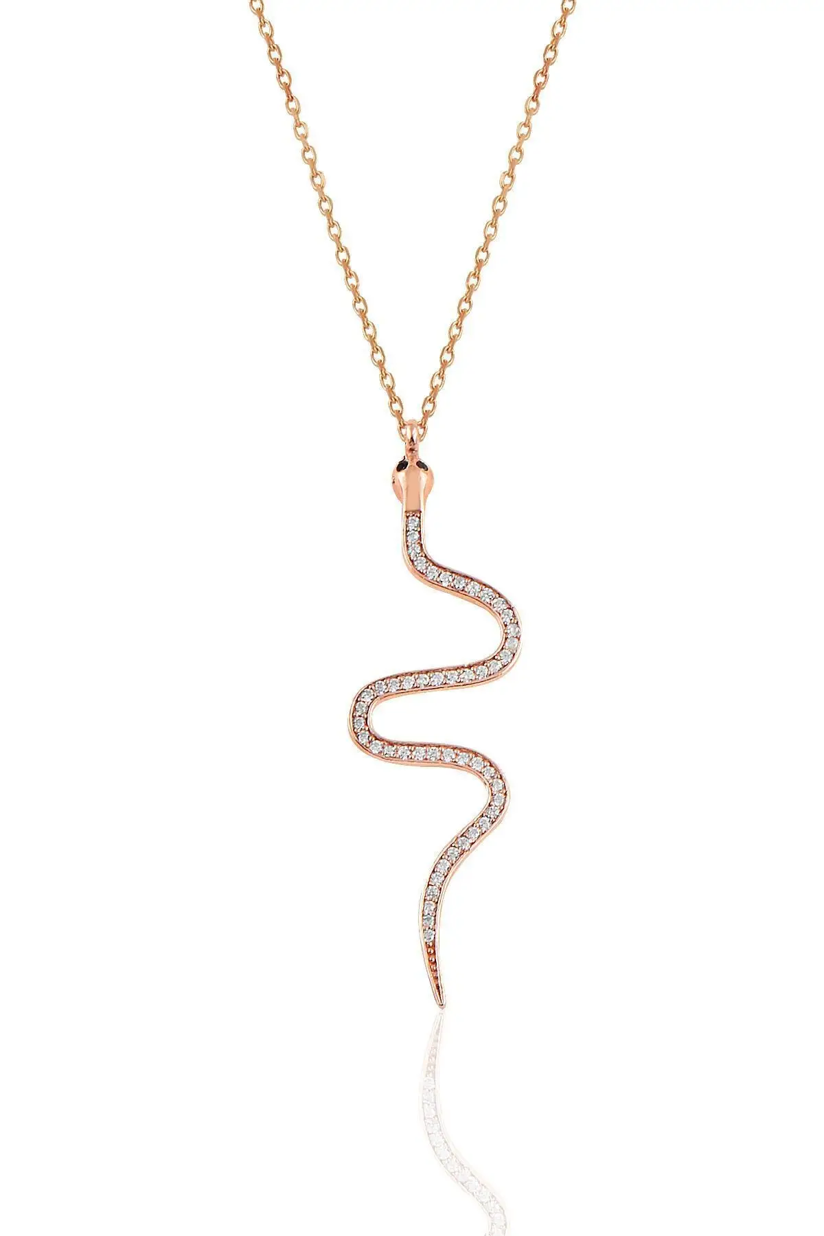 

Women's Silver Rose Plated Zircon Stone Snake Model Elegant Chain Necklace