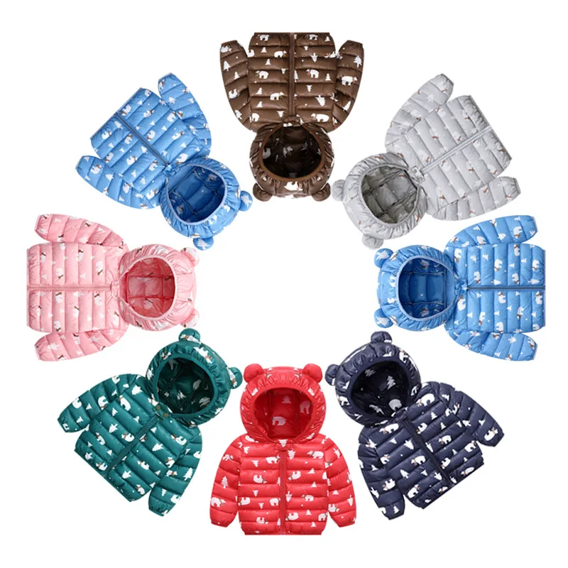 Детская зимняя куртка Новинка осени 2019 пуховая хлопковая одежда с мультяшным