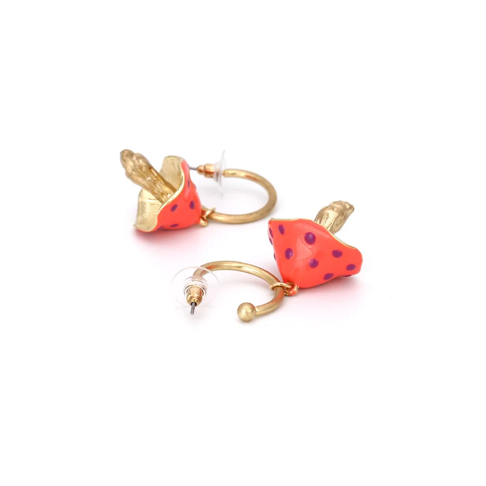 

New Cute Korean Gold Fashion Woman Sweet Fresh Handmade Simulation Mushroom Drop Dangle Earring Female Jewelry Accessories Gifts