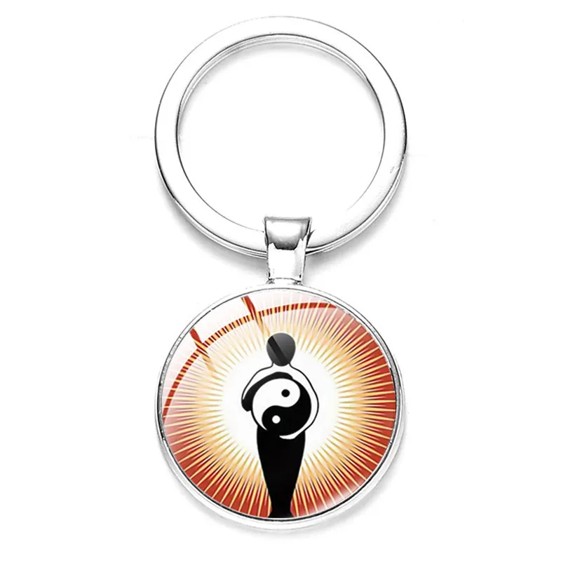 Брелок для ключей Инь Ян тайчи с символом Современный Черный Белый Древо жизни