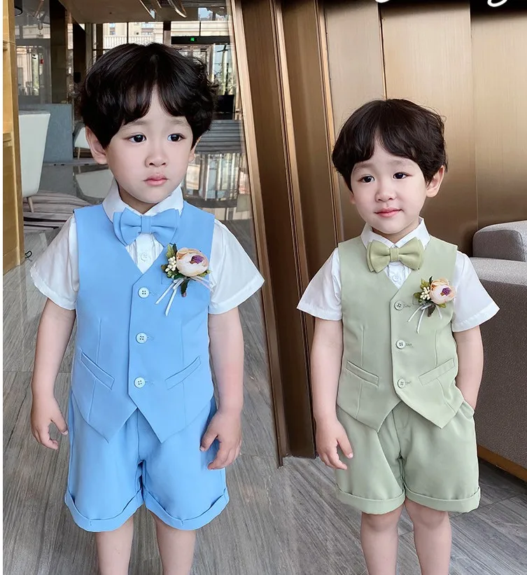 

Костюм для мальчиков на день рождения, жилет + шорты, комплект одежды из 2 предметов, платье для выступлений и хора для детей дошкольного возр...