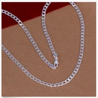 925 sterling silver 18inch 4mm flat sideways chain necklace for woman man fashion wedding jewelry 1pc new