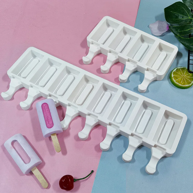 

4 Hole Silicone 3D DIY White Ice Cream Mould Summer Homemade Dessert Ice Cube Tray Popsicle Barrel Mold Kitchen Accessorie
