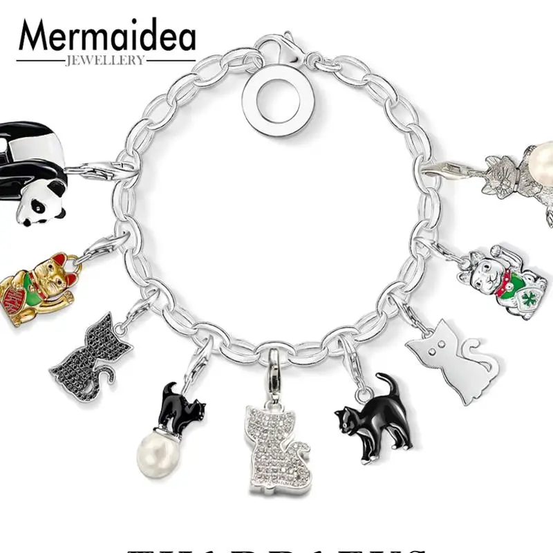 Очаровательные ювелирные изделия в виде кошки посеребренные черные Клубные